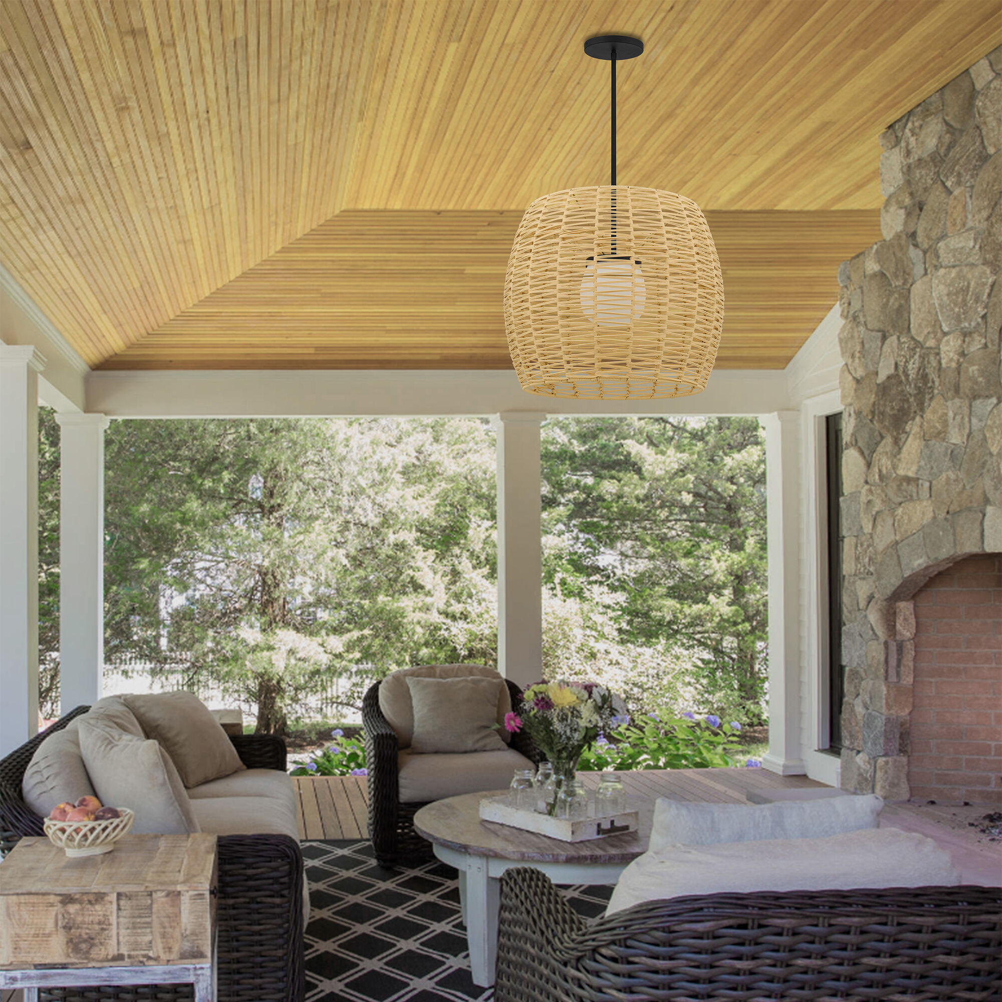 Aruba LED 24 inch Sand Black Outdoor Pendant